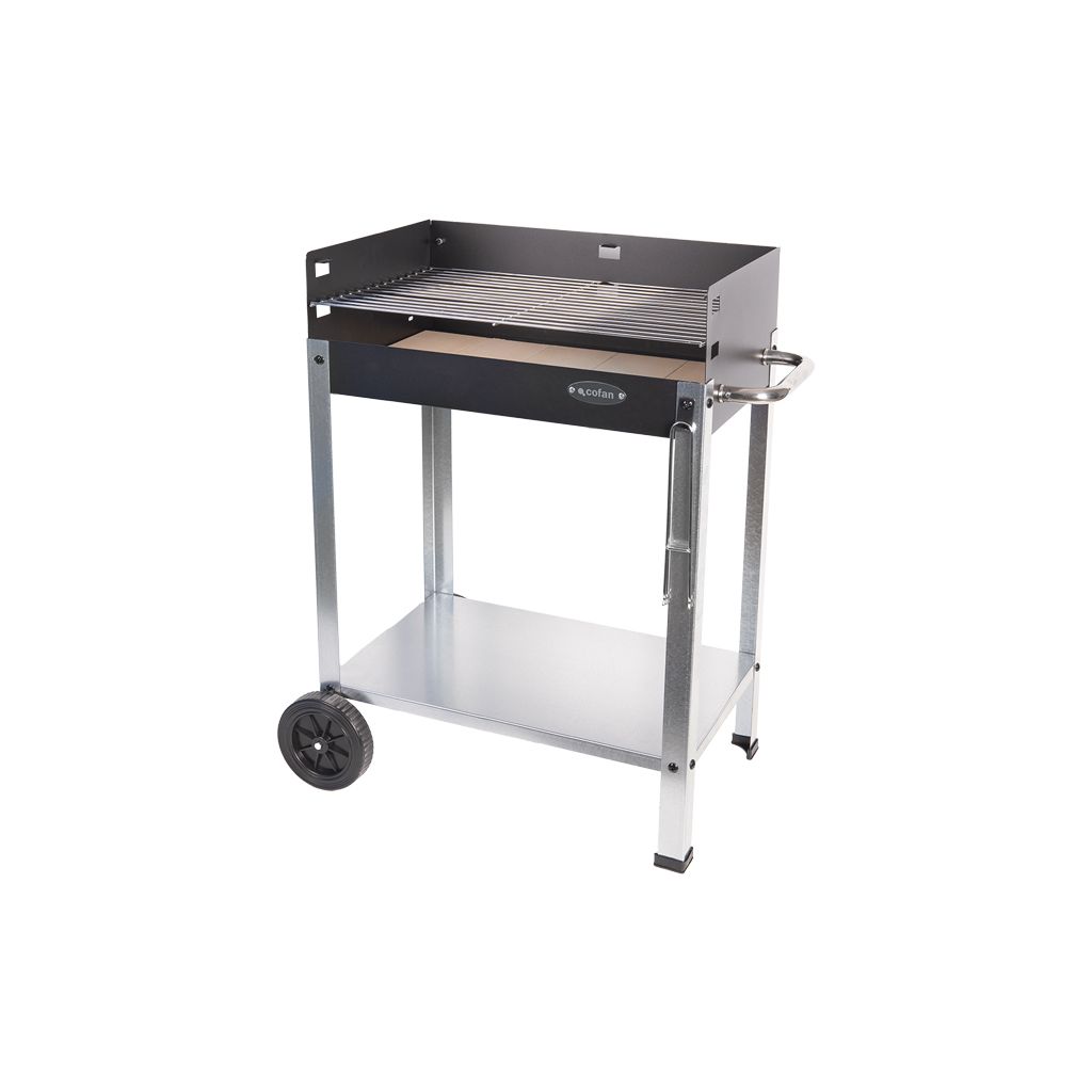 Grill węglowy Cofan z kółkami | Regulowany grill | Z cegłą ogniotrwałą i uchwytem bocznym | Łatwy transport | Duża powierzchnia do grillowania | Wymiary: 56,7 x 36 x 83 cm(Por omisión)