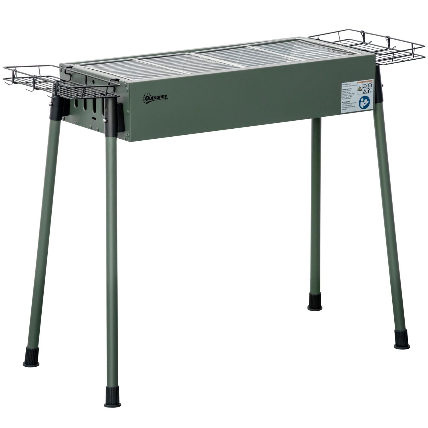 Grill węglowy ze stali nierdzewnej, metalowy, 94x39x70 cm - outsunny.green(Por omisión)