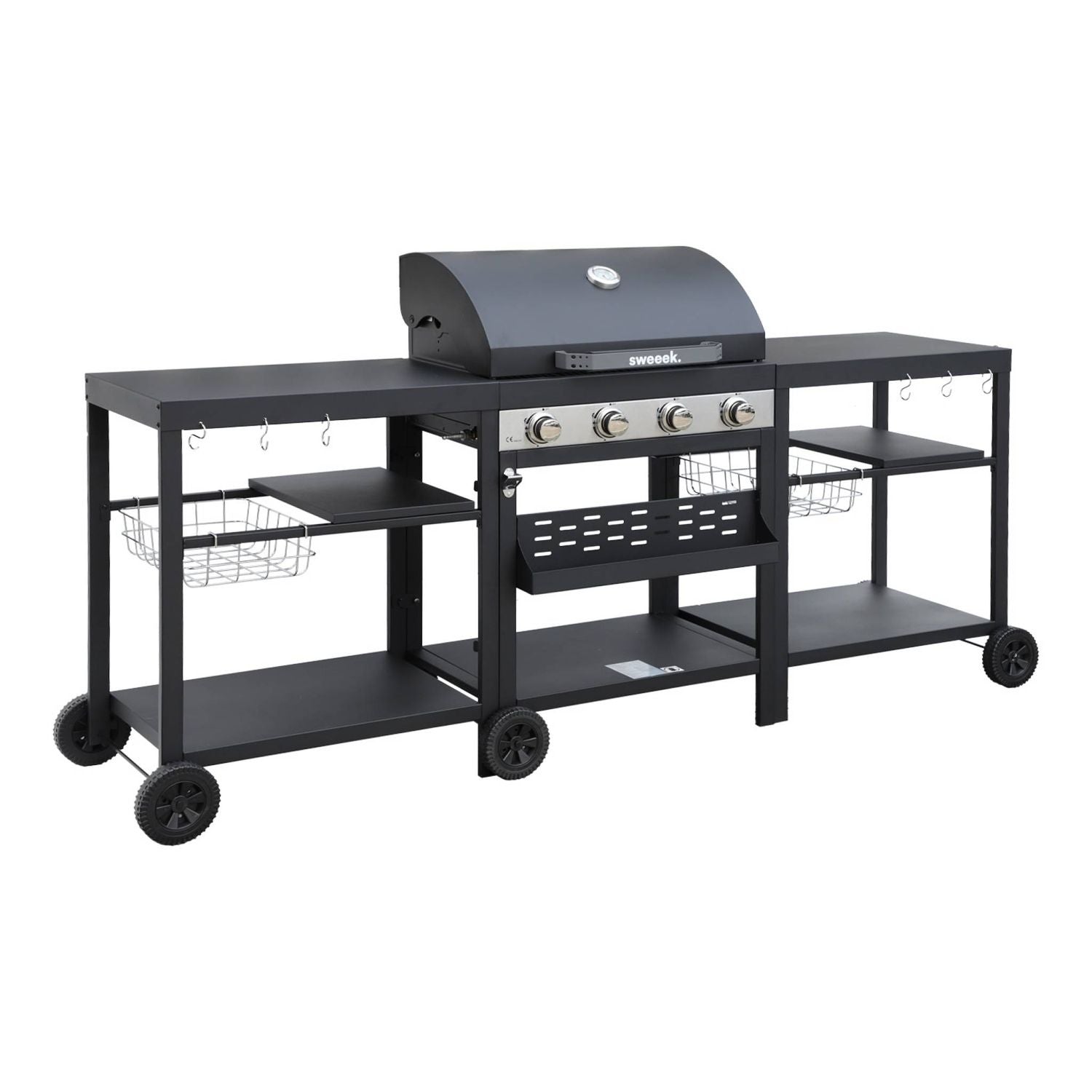 Grill 4-palnikowy, kuchnia zewnętrzna, czarny(Por omisión)