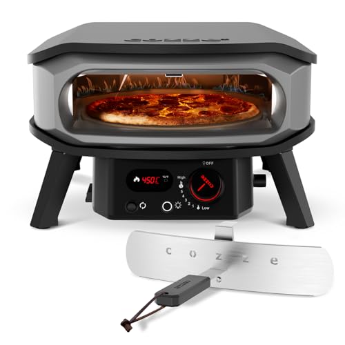 Cozze® 13" piekarnik do pizzy PREMIUM ROTATE – gazowy, 30 mbar – obrotowy piekarnik ze stali nierdzewnej z kamieniem korderytowym Ø34,5 cm – szybkie i równomierne pieczenie
