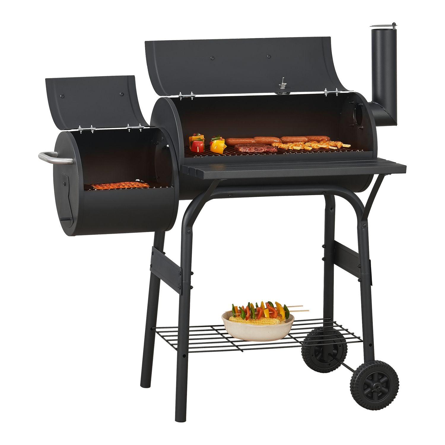 Arielli Charcoal Barbecue Smoker 115 x 110 x 64 cm - Black [casa.pro](Por omisión)