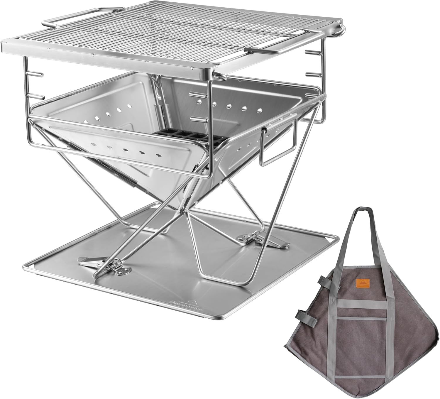 Campingmoon MT-045 grill ognisko składane ze stali nierdzewnej - duży(Medium)