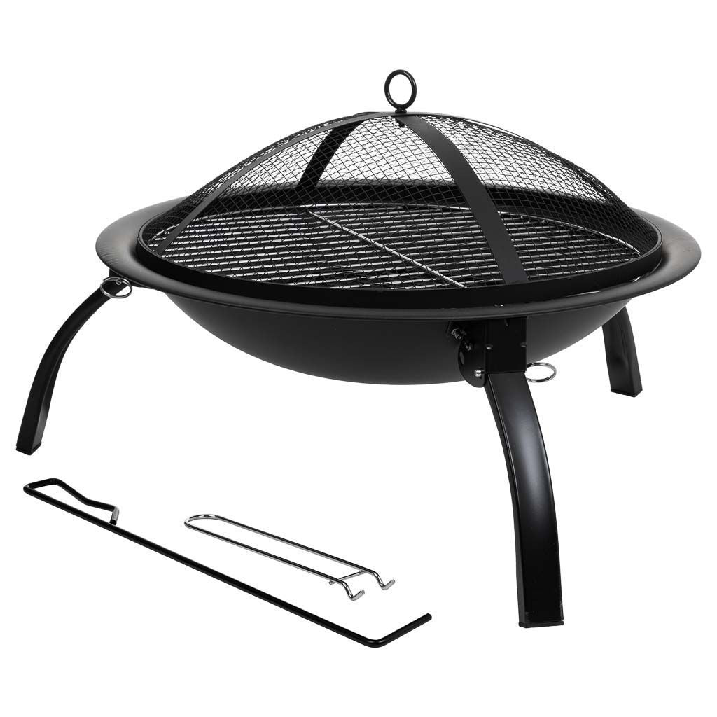 Metalowy grill ogrodowy z rusztem - czarny(Por omisión)
