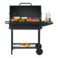 Grill węglowy Armento z 2 kółkami, termometrem, stalowy – czarny [casa.pro](Por omisión)