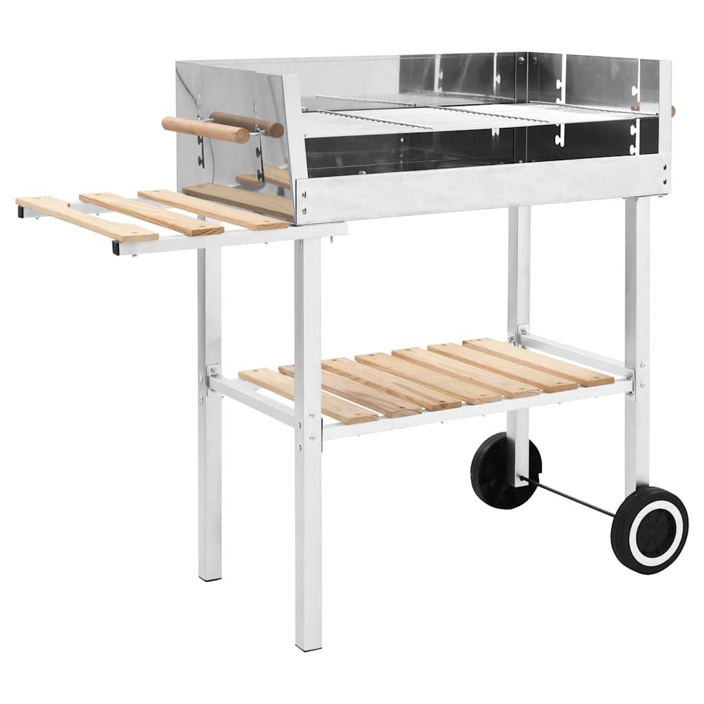 Grill węglowy XXL przenośny ze stali nierdzewnej z 2 półkami vidaxl(Por omisión)