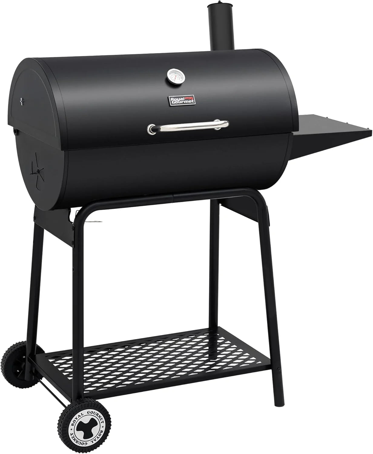 2026 Royal Gourmet CC1830 30-calowy grill węglowy ze stolikiem bocznym, grill zewnętrzny o powierzchni do gotowania 627 cali kwadratowych do ogrodu, na patio i na imprezy, czarny(Parrilla)