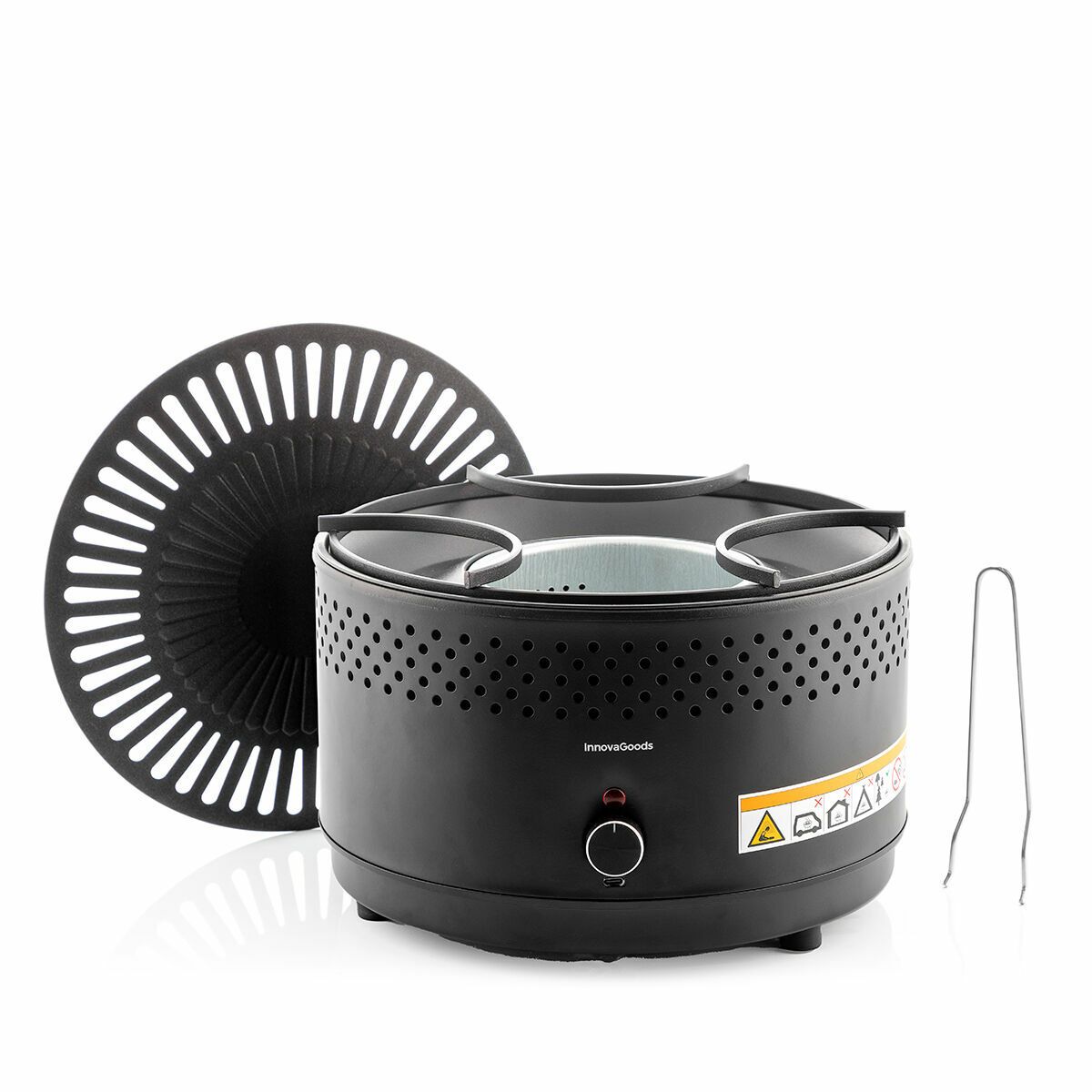 Innovagoods przenośny bezdymny grill węglowy, żelazo, Ø28,5 x 18 cm, czarny(Por omisión)