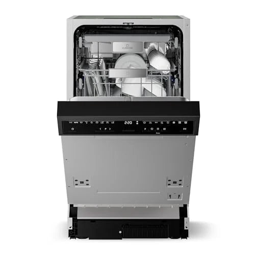 Klarstein Velaire zmywarka do naczyń 45 cm – półzintegrowana, 10 miejsc, 9 programów, 42 dB, klasa energetyczna B, AquaStop, zabezpieczenie przed dziećmi, częściowo zintegrowana zmywarka(45cm/Półzintegrowane)