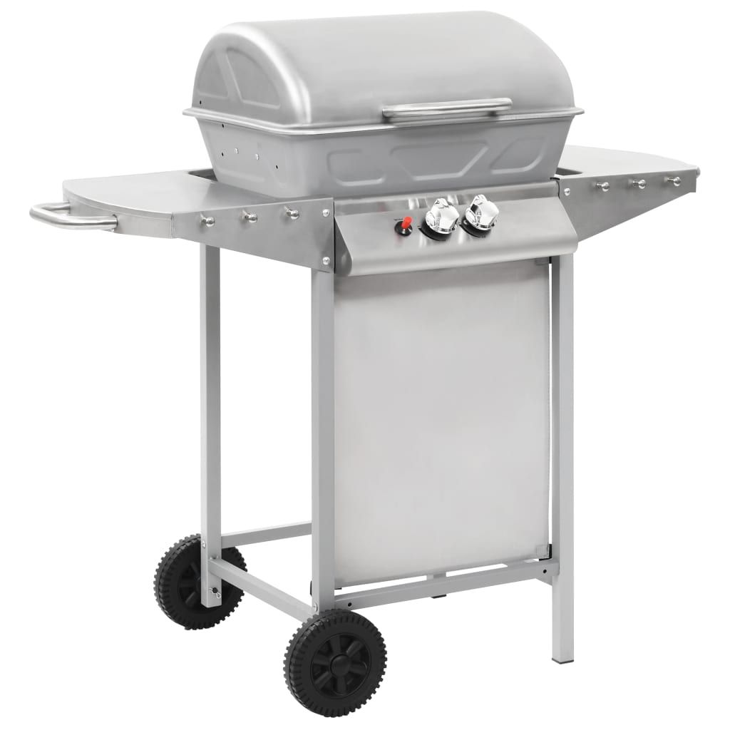 VidaXL przenośny grill gazowy z 2 strefami, stal nierdzewna w kolorze srebrnym(Por omisión)