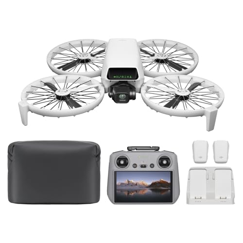 Zestaw DJI Flip Fly More Combo (z kontrolerem RC 2 z wyświetlaczem), dron z kamerą 4K UHD dla dorosłych, start z dłoni, automatyczny powrót, inteligentny lot, 3 akumulatory na 93 minuty lotu(DJI Flip Fly More Combo (RC 2))