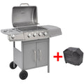 Grill gazowy Vidaxl z 4+1 palnikami, srebrny(Por omisión)