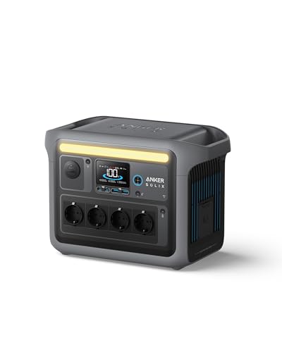 Anker SOLIX C1000 Portable Power Station, generator słoneczny 1800 W, pełne ładowanie w 58 min w trybie ultraszybkim, stacja zasilająca LiFePO4 (kemping i awaryjnie do domu) (opcjonalny panel solarny)(C1000)