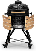 Kamado BONO BBQ Grande - ceramiczny grill Kamado z 6 dodatkami - grill BBQ Ø 59 cm z akcesoriami - czerwony Grill-wędzarnia na patio, balkon lub do ogrodu(20"/Czarny)